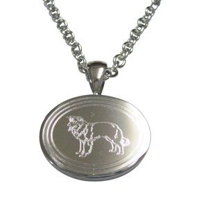 Etched Oval Border Collie Dog Pendant Necklace